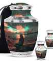 Mermaid Theme Large Urn With 2 Keepsake Urn