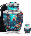 Mermaid Theme Large Urn With 1 Keepsake Urn