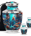 Mermaid Theme Large Urn With 2 Keepsake Urn