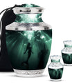 Mermaid Theme Large Urn With 2 Keepsake Urn