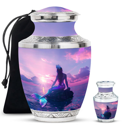 Mermaid Theme Large Urn With 1 Keepsake Urn