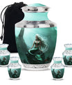 Mermaid Theme Large Urn With 4 Keepsake Urn