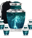 Mermaid Theme Large Urn With 4 Keepsake Urn