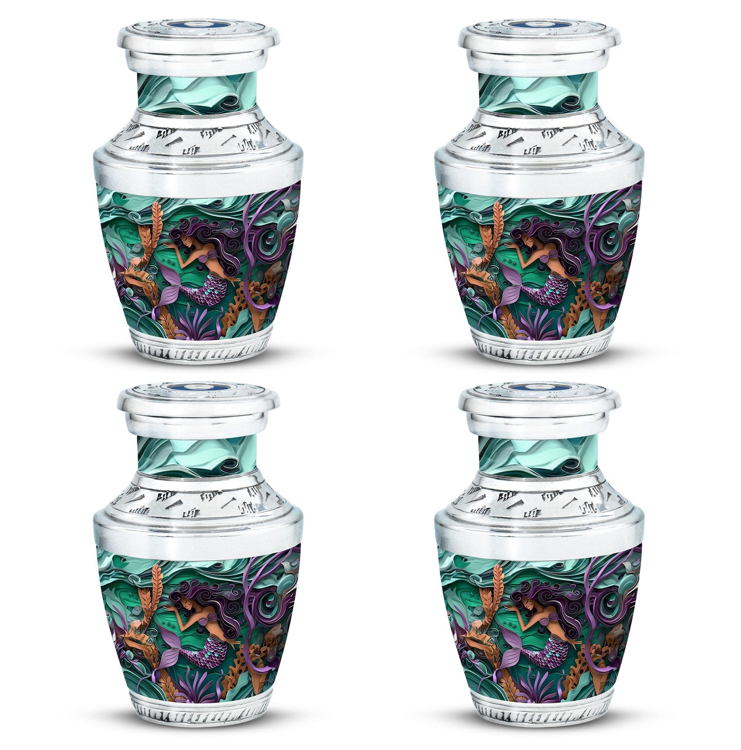 Mermaid Theme 3 Inch Keepsake Pack of 4