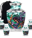 Mermaid Theme Large Urn With 4 Keepsake Urn