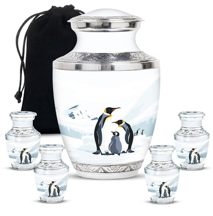 Penguin Theme Large Urn With 4 Keepsake Urn