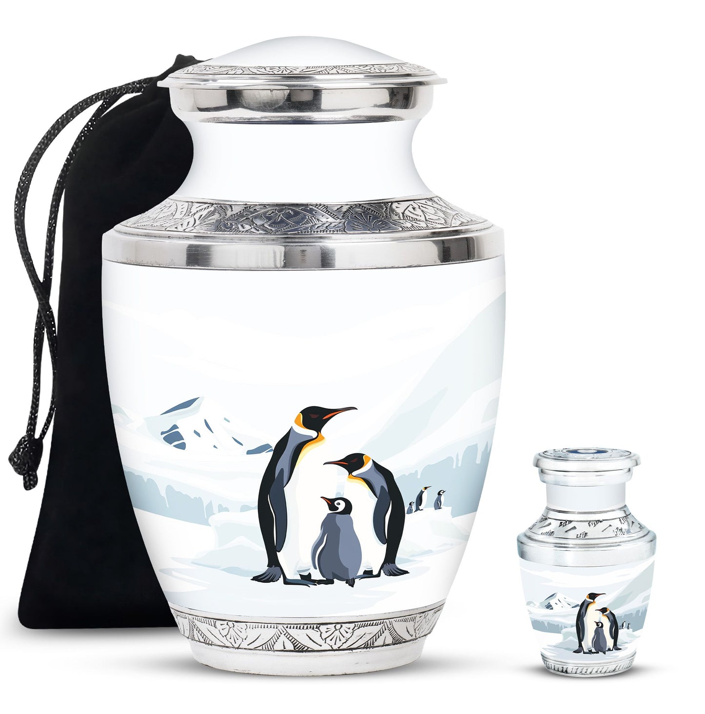 Penguin Theme Large Urn With 1 Keepsake Urn