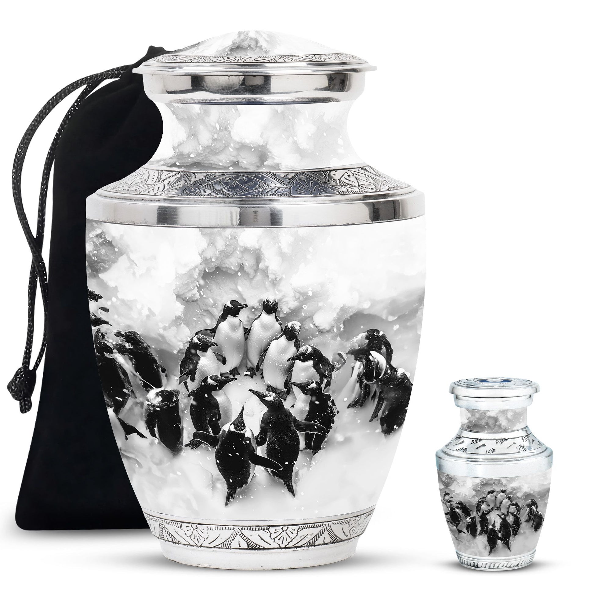 Penguin Theme Large Urn With 1 Keepsake Urn