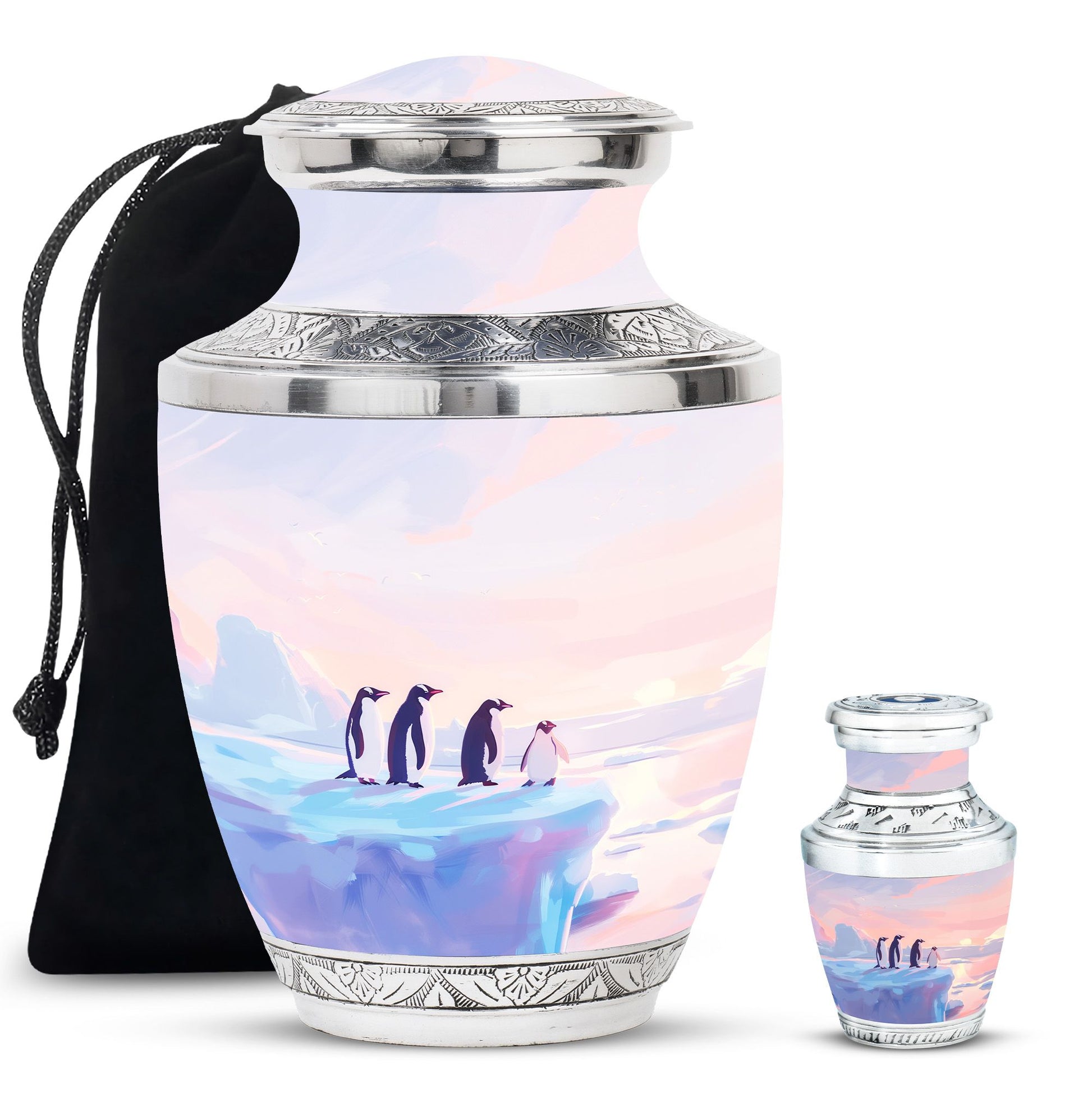 Penguin Theme Large Urn With 1 Keepsake Urn