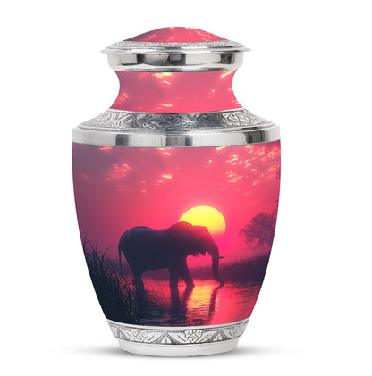 Elephant Theme Large Urn 10 Inch