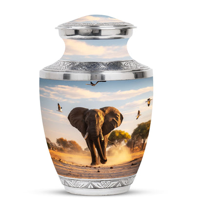 Elephant Theme Large Urn 10 Inch