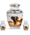 Elephant Theme Large Urn With 2 Keepsake Urn
