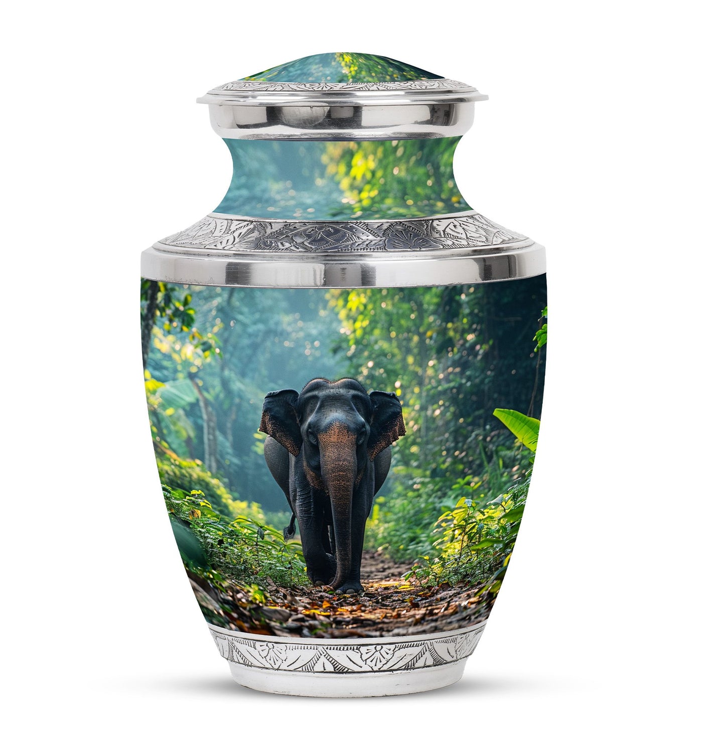 Elephant Theme Large Urn 10 Inch