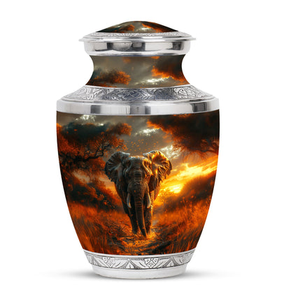 Elephant Theme Large Urn 10 Inch