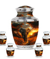 Elephant Theme Large Urn With 4 Keepsake Urn