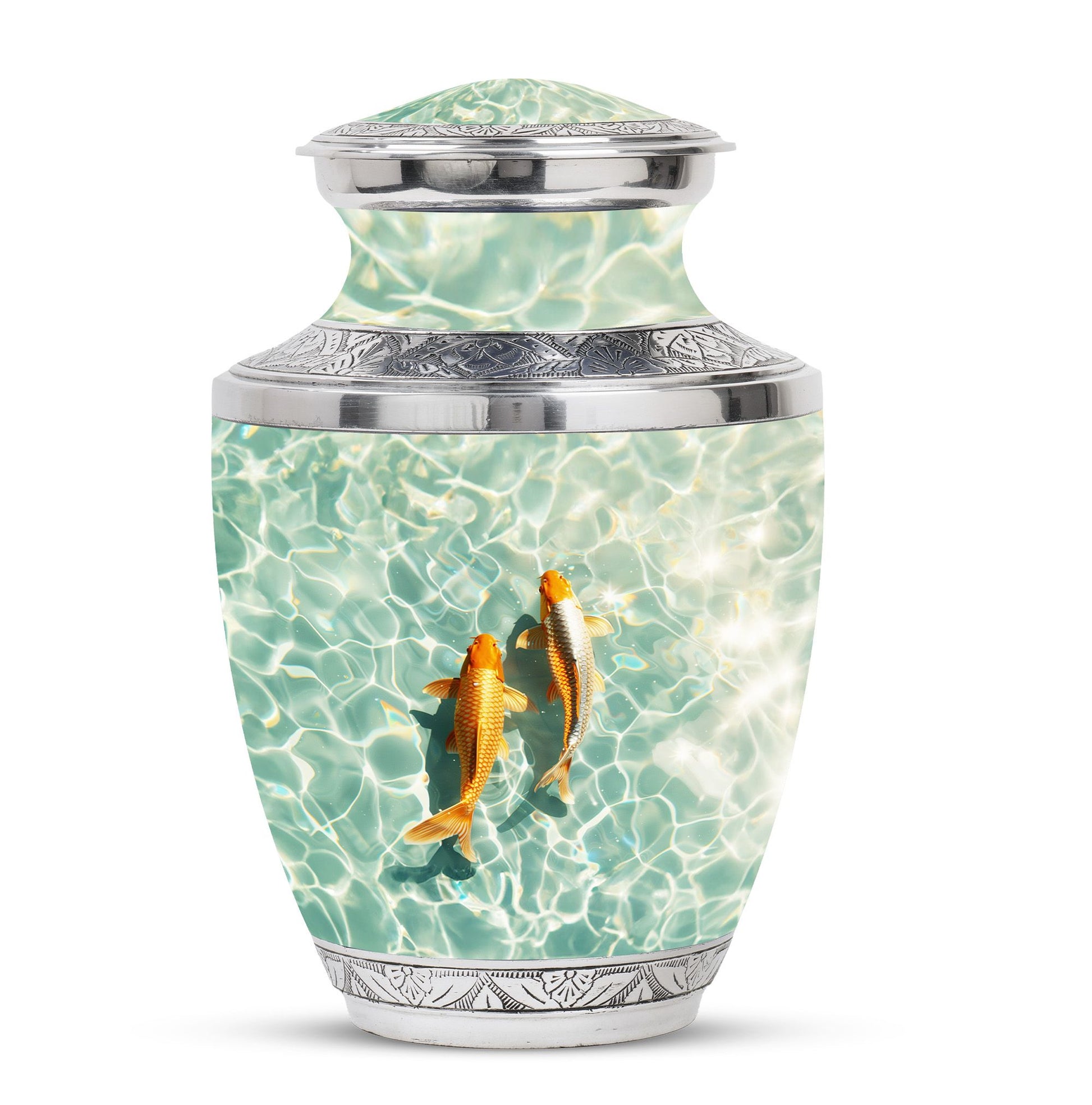 Gold Fish Theme Large Urn 10 Inch