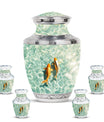 Gold Fish Theme Large Urn With 4 Keepsake Urn