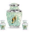 Gold Fish Theme Large Urn With 2 Keepsake Urn