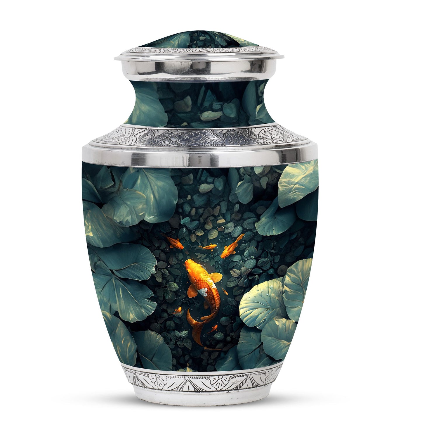 Gold Fish Theme Large Urn 10 Inch