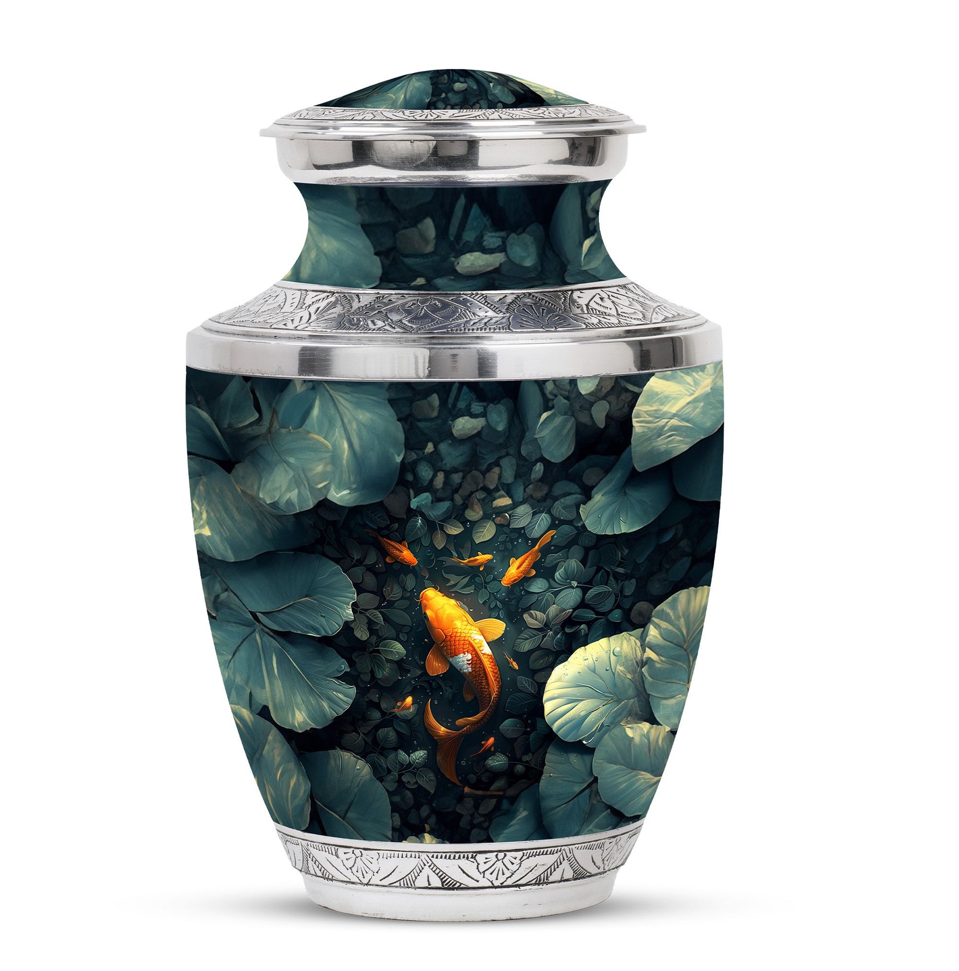 Gold Fish Theme Large Urn 10 Inch