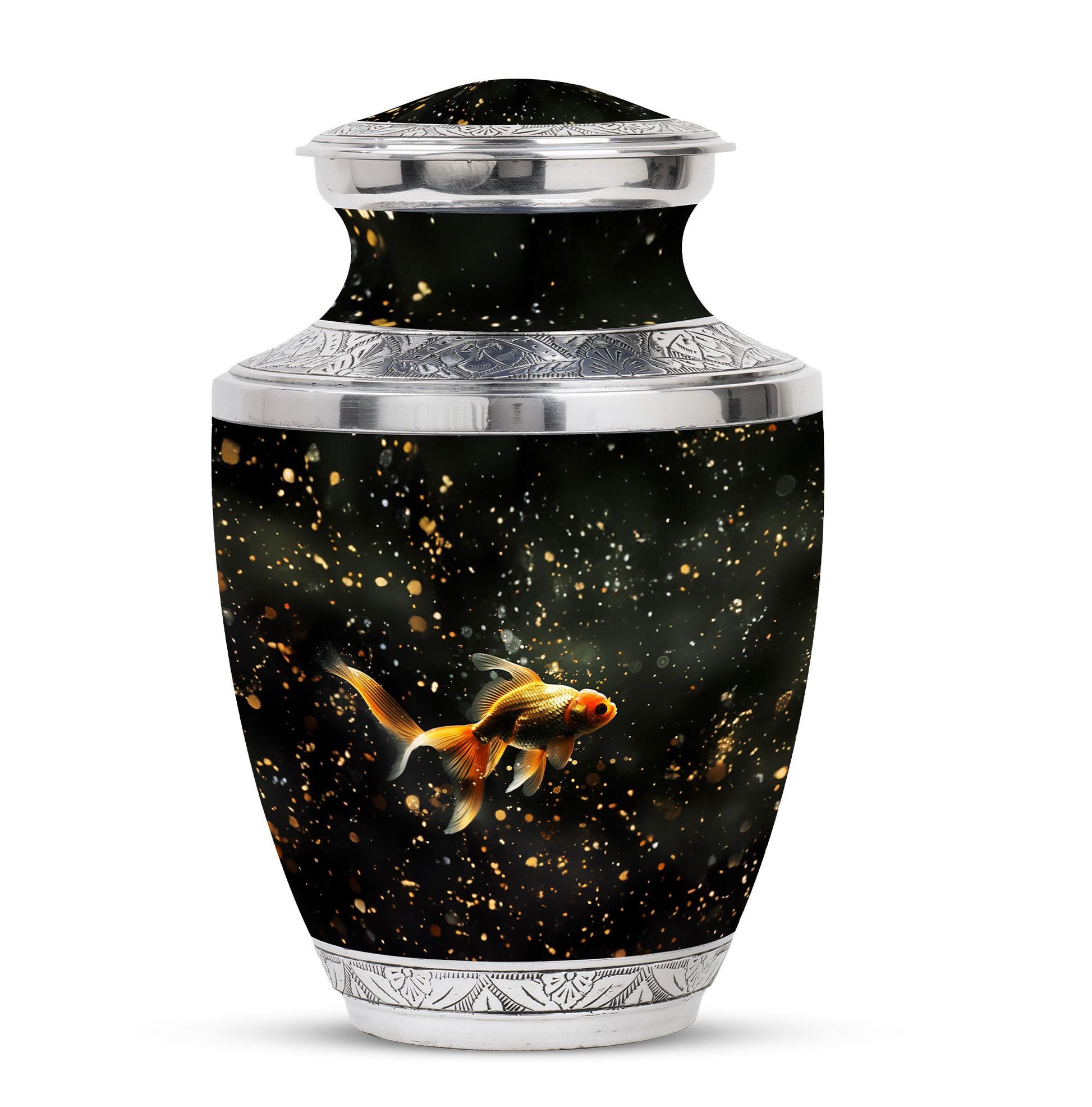 Gold Fish Theme Large Urn 10 Inch