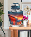 Ocean Waves Theme Large Urn With 1 Keepsake Urn