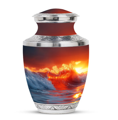 Ocean Waves Theme Large Urn 10 Inch