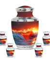 Ocean Waves Theme Large Urn With 4 Keepsake Urn