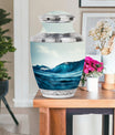 Ocean Waves Theme Large Urn With 1 Keepsake Urn