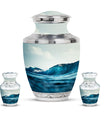 Ocean Waves Theme Large Urn With 2 Keepsake Urn