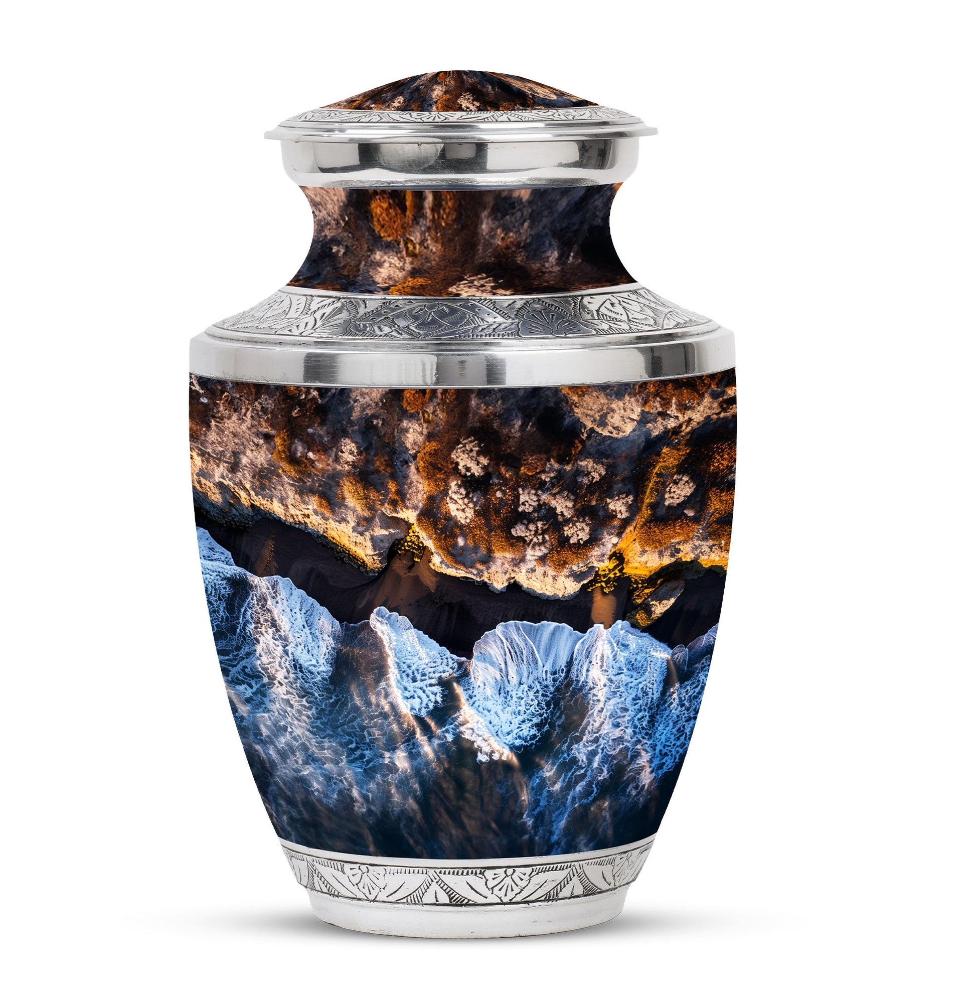Ocean Waves Theme Large Urn 10 Inch