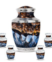 Ocean Waves Theme Large Urn With 4 Keepsake Urn