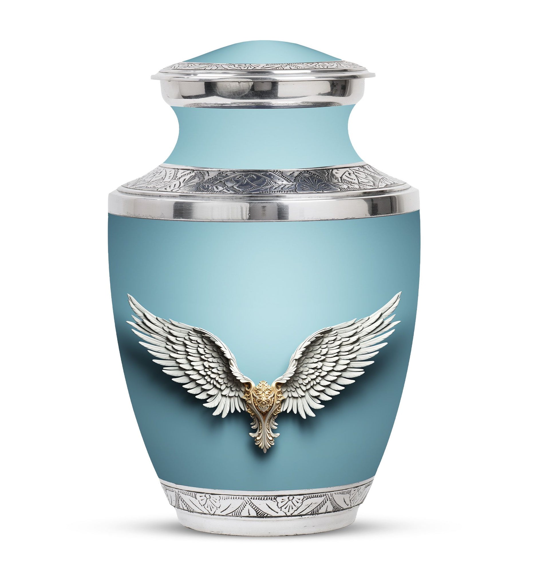 Wings Blue Theme Large Urn 10 Inch