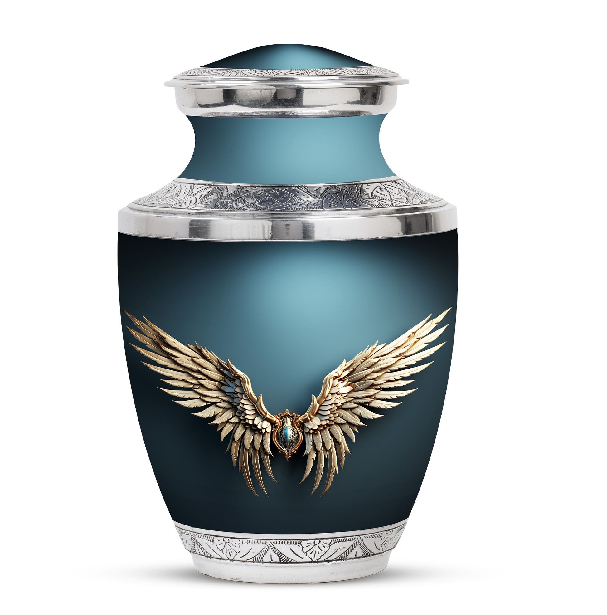 Wings Blue Theme Large Urn 10 Inch