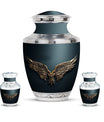 Wings Blue Theme Large Urn With 2 Keepsake Urn