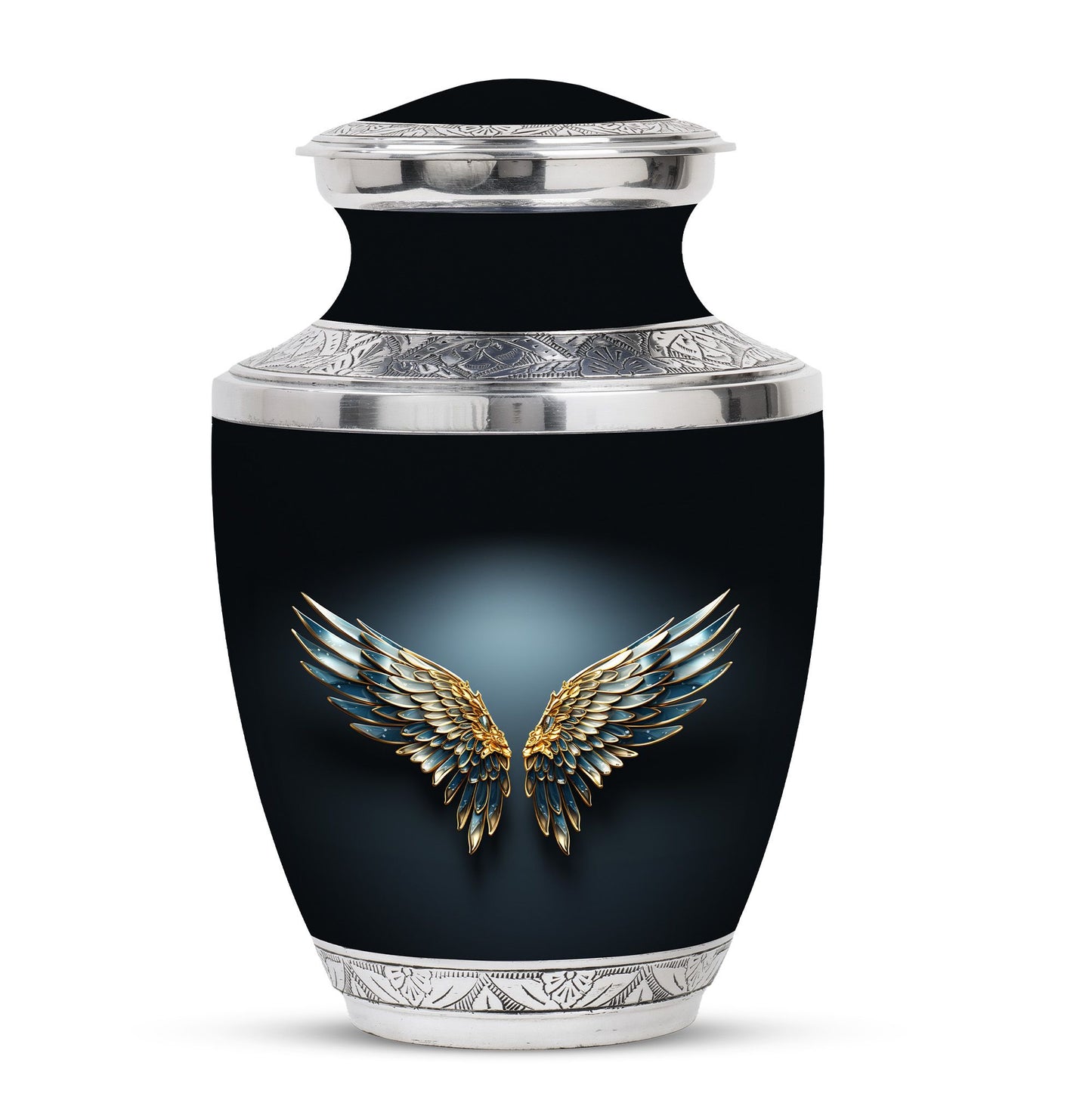 Wings Blue Theme Large Urn 10 Inch