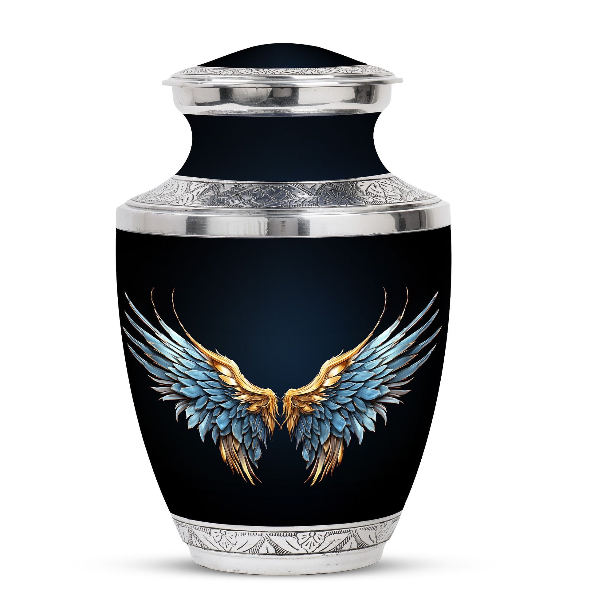 Wings Blue Theme Large Urn 10 Inch