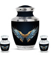 Wings Blue Theme Large Urn With 2 Keepsake Urn