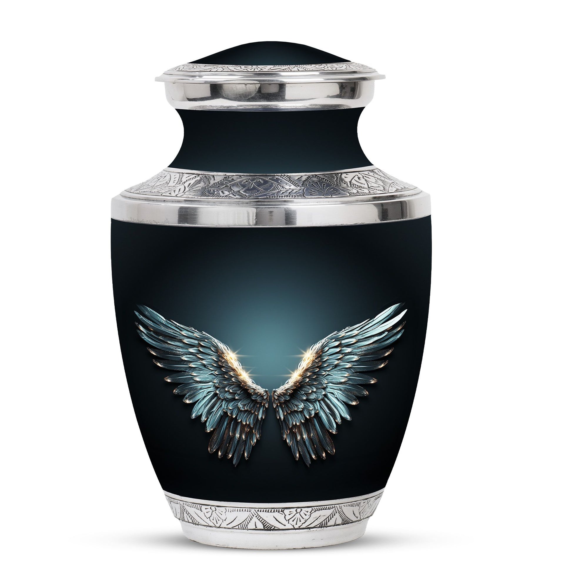 Wings Blue Theme Large Urn 10 Inch
