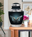 Wings Blue Theme Large Urn With 1 Keepsake Urn