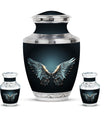 Wings Blue Theme Large Urn With 2 Keepsake Urn