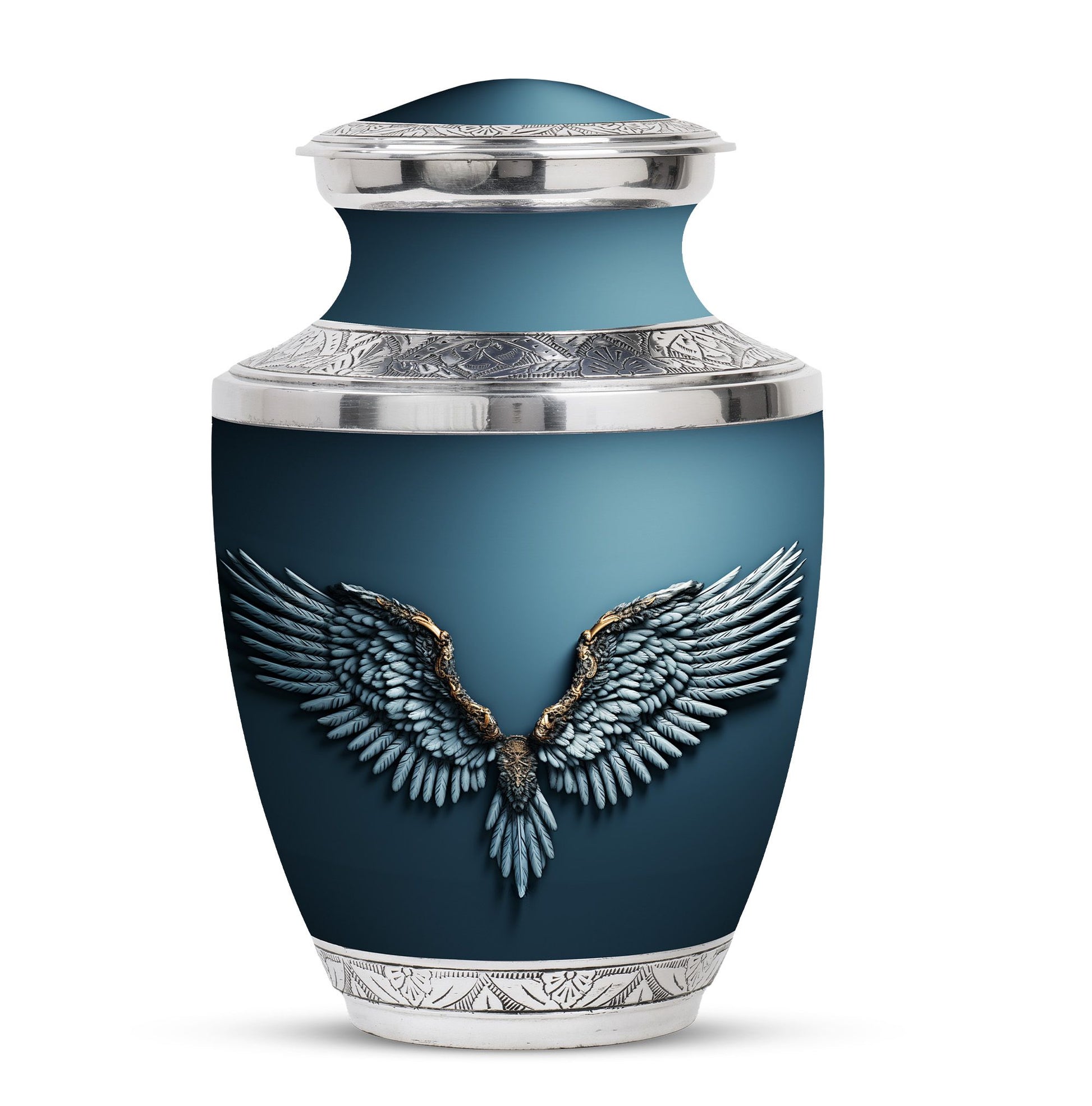 Wings Blue Theme Large Urn 10 Inch