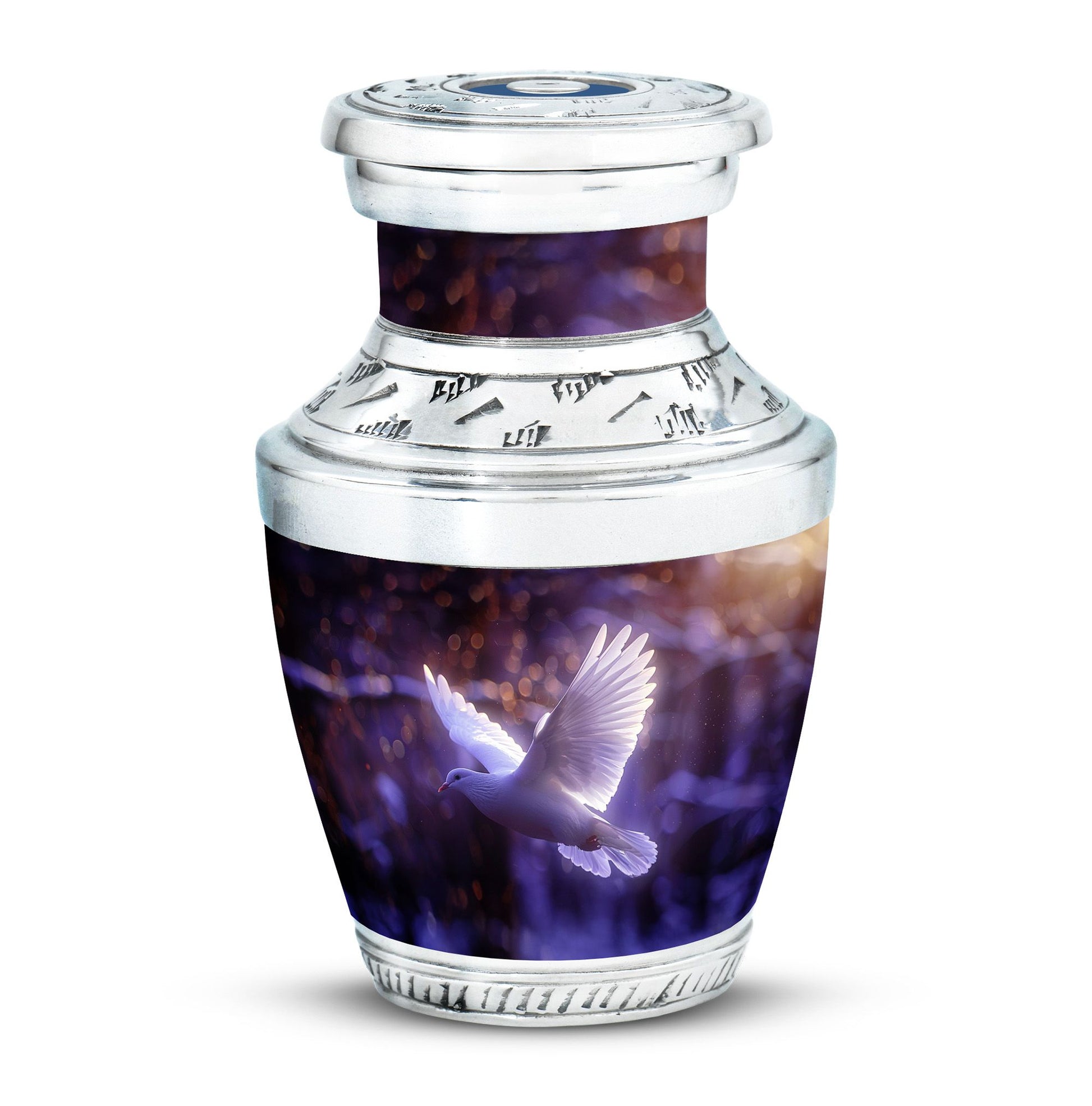 White Dove On Purple Theme 3 Inch Keepsake