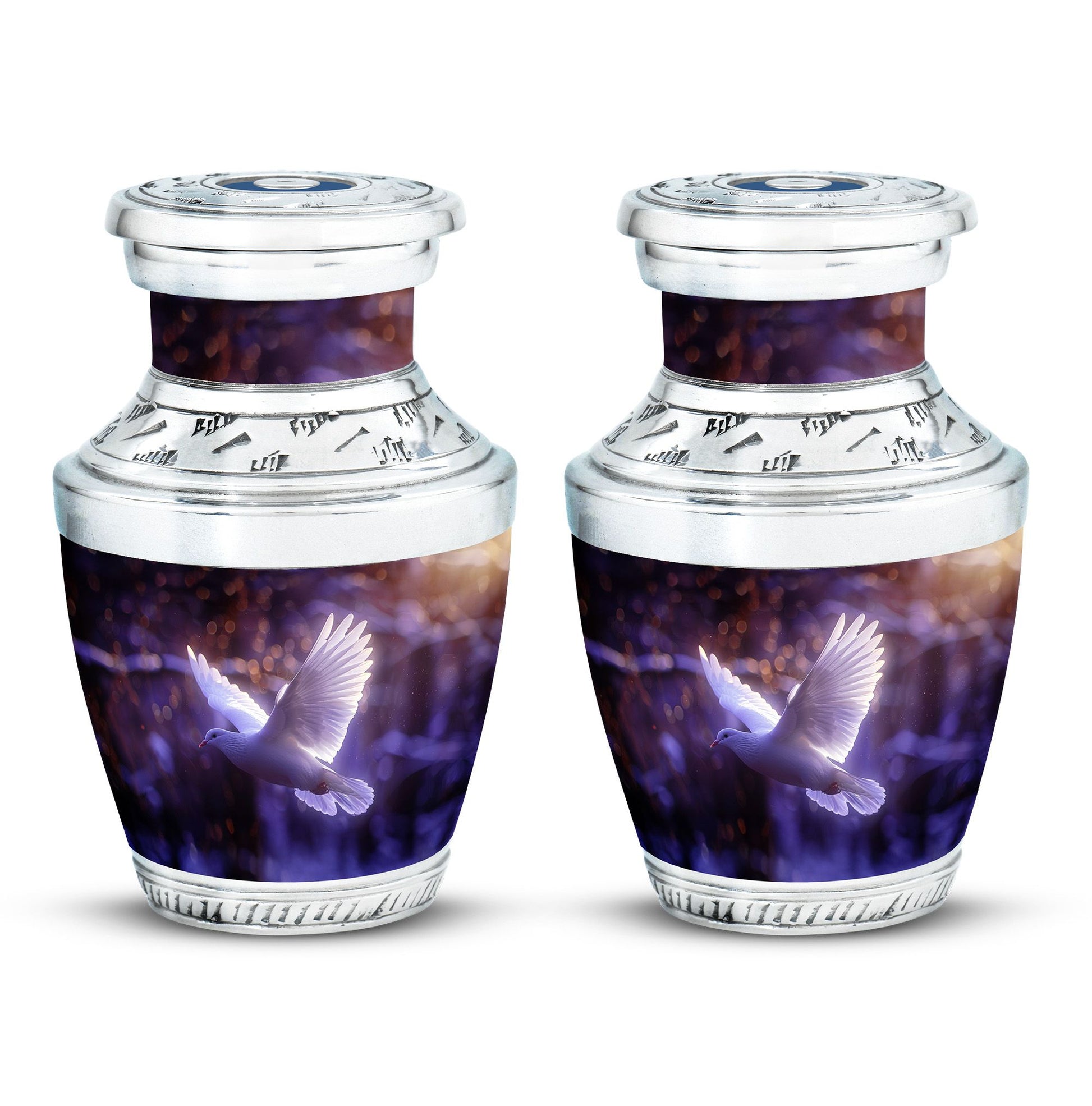 White Dove On Purple Theme 3 Inch Keepsake Pack of 2