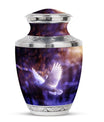 White Dove On Purple Theme Large Urn 10 Inch