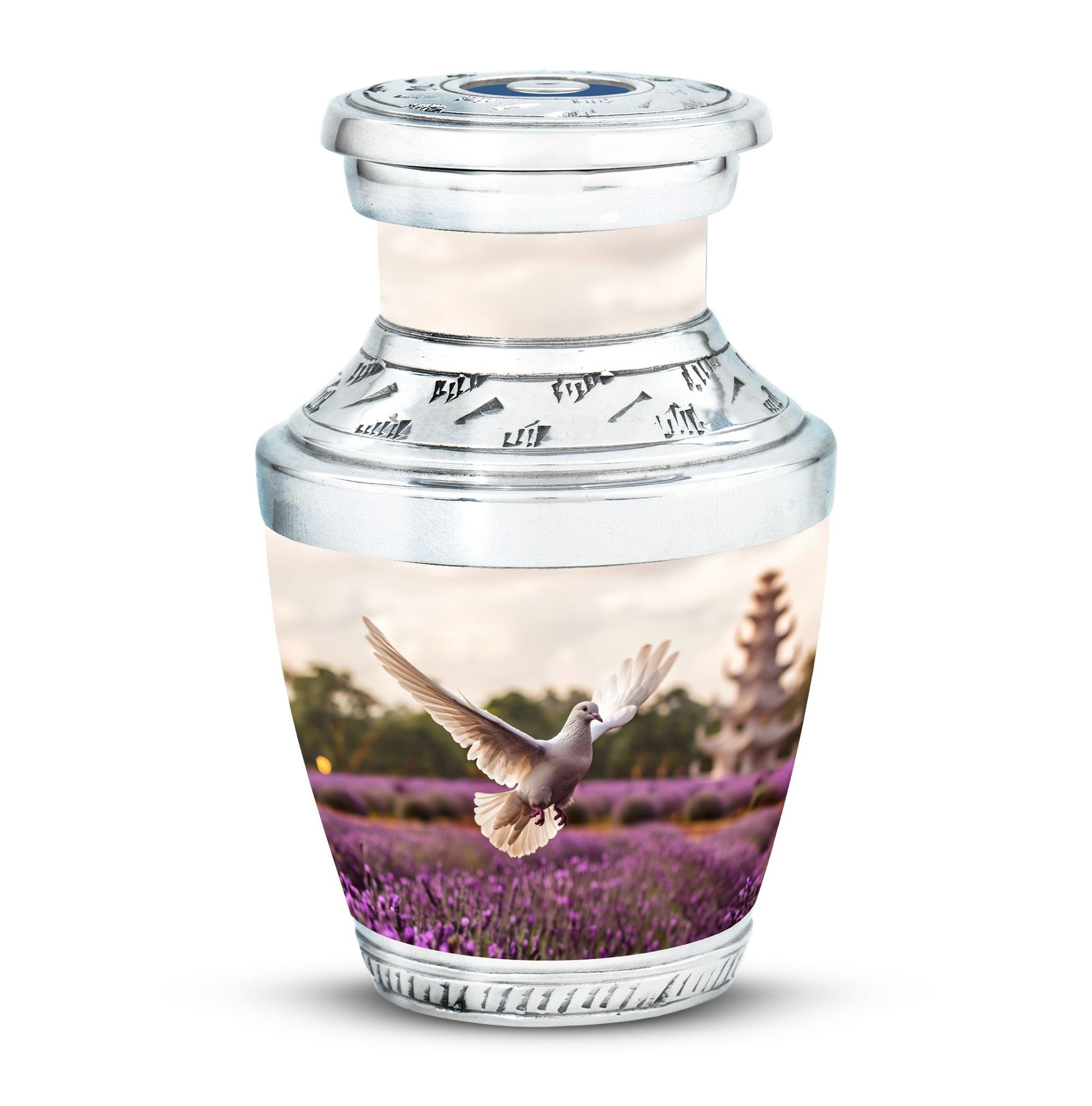 White Dove On Purple Theme 3 Inch Keepsake