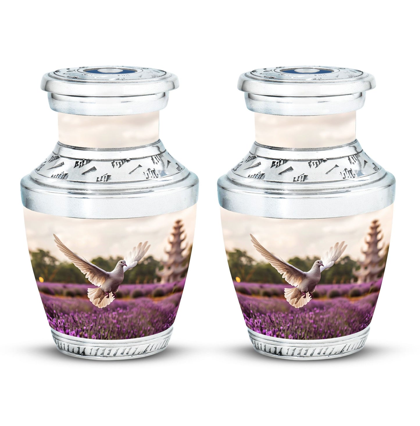 White Dove On Purple Theme 3 Inch Keepsake Pack of 2