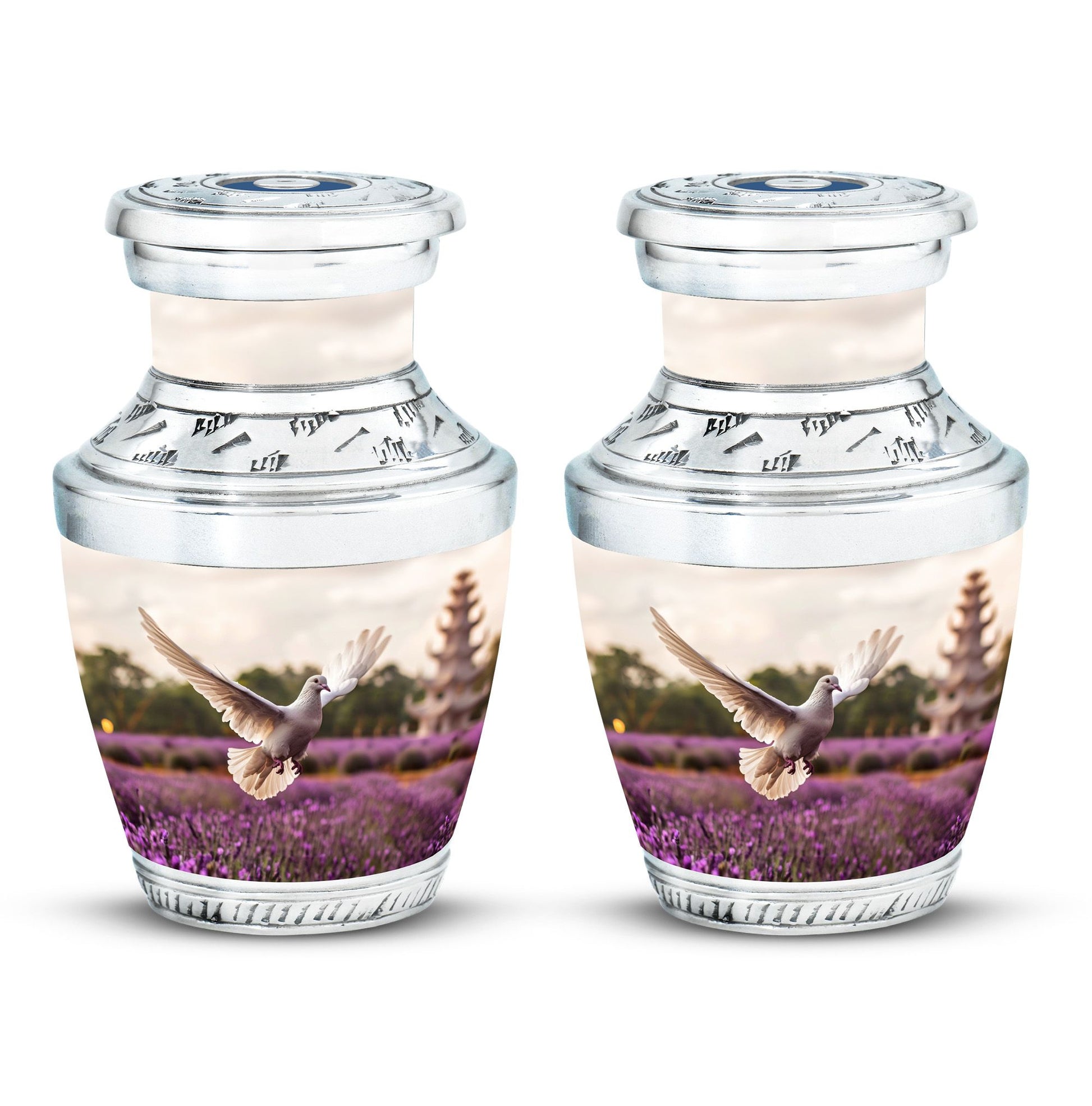 White Dove On Purple Theme 3 Inch Keepsake Pack of 2