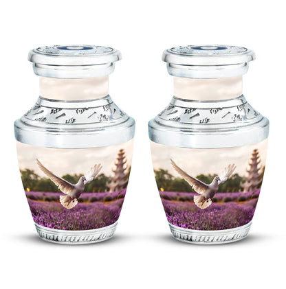 White Dove On Purple Theme 3 Inch Keepsake Pack of 2