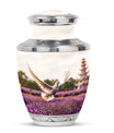 White Dove On Purple Theme Large Urn 10 Inch